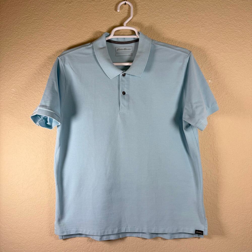Eddie Bauer Shirt Mens XL Cotton Blend Thick Fabric Preppy Casual Light Blue